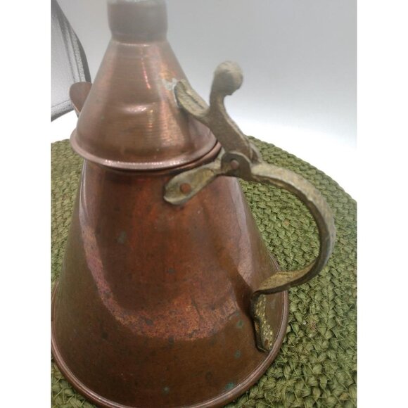 Vintage Copper Pitcher With Brass Handle & Spout Made In Turkey - Picture 2 of 9